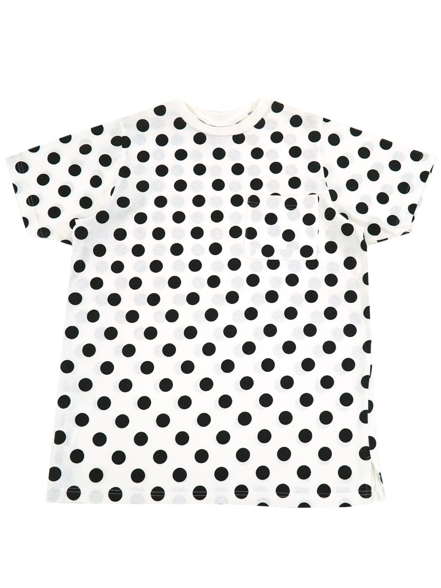 90's～ JORO 白×黒 ドットプリント ポケット付きTシャツ 表記(M)