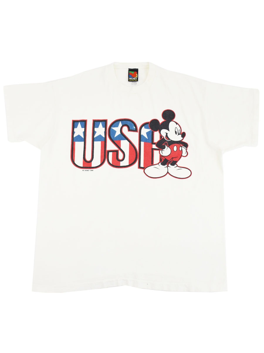 90's MICKY UNLIMITED ''USA'' ミッキーマウスプリント Tシャツ ホワイト 表記ONE SIZE FITS MOST) USA製