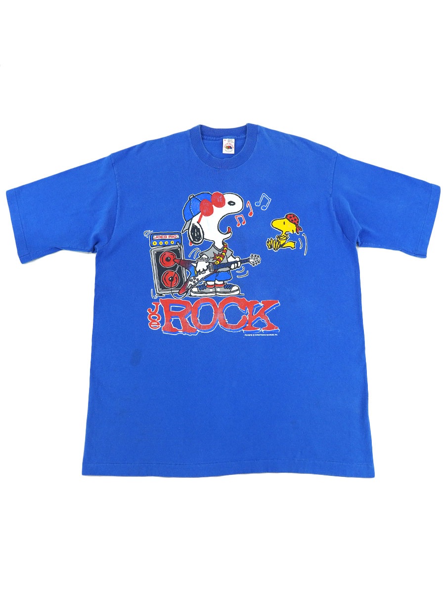 90's FRUIT OF THE LOOM ''Joe ROCK'' スヌーピー Tシャツ 表記(XL) USA製