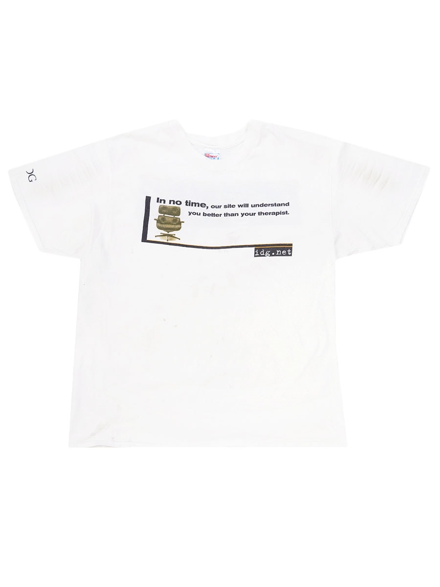 00's Hanes ''IDG'' イームズ ラウンジチェア プリントTシャツ ホワイト 表記(XL)