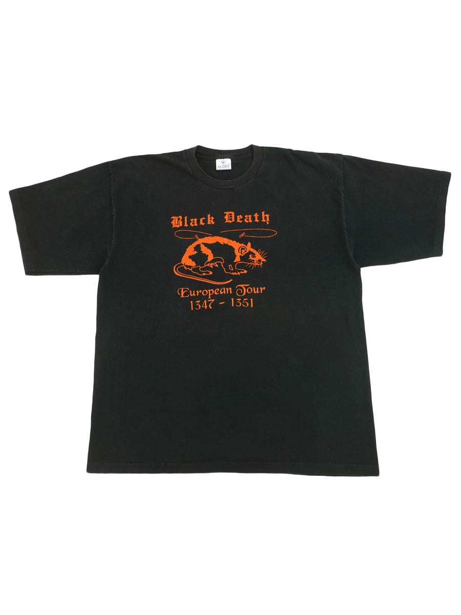 90's ALORE ''BLACK DEATH European Tour 1347-1351'' 両面プリントTシャツ 表記(2XL) USA製