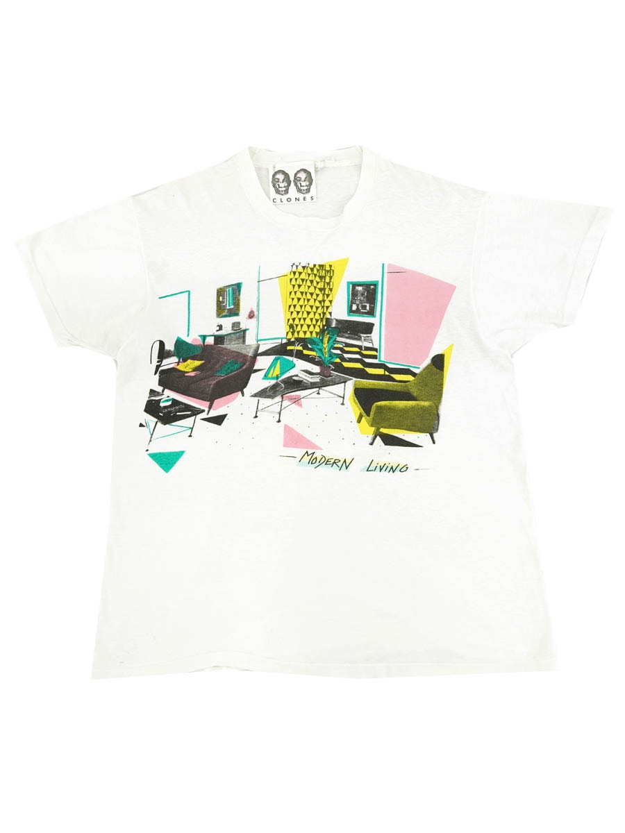 80's CLONES ''MODERN LIVING'' プリントTシャツ 表記(XL)