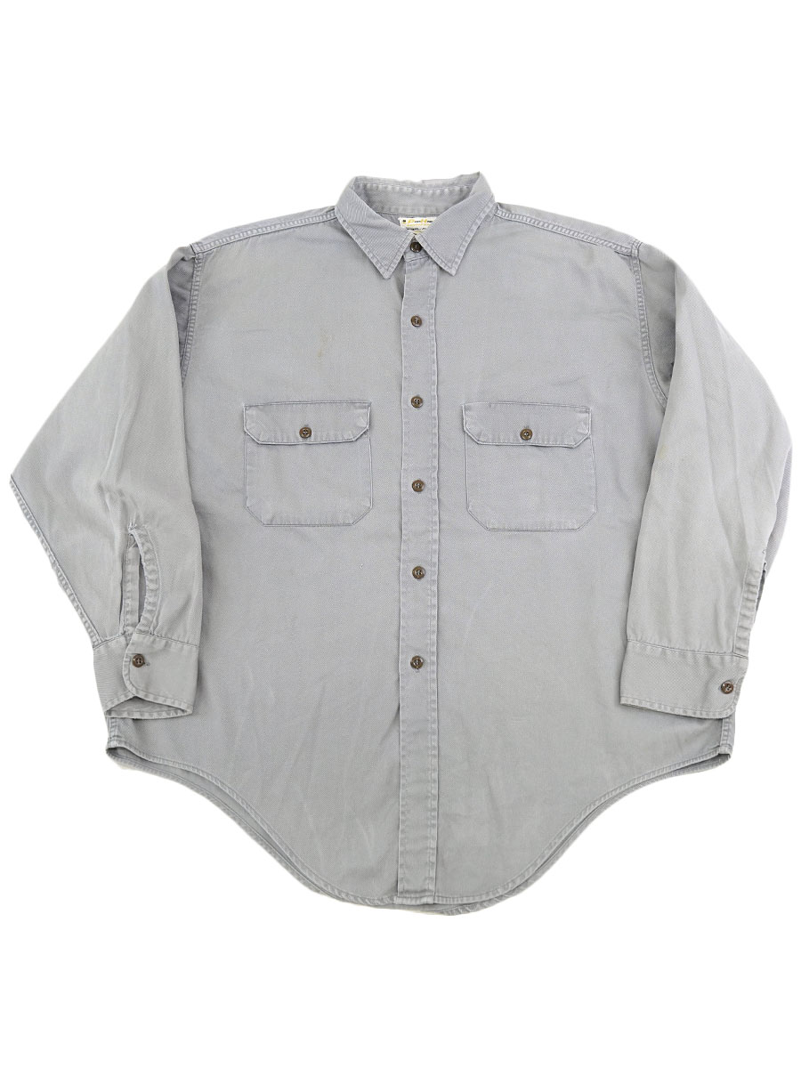 60's POWRHOUSE コットンツイル ワークシャツ グレー 実寸(16 1/2位)