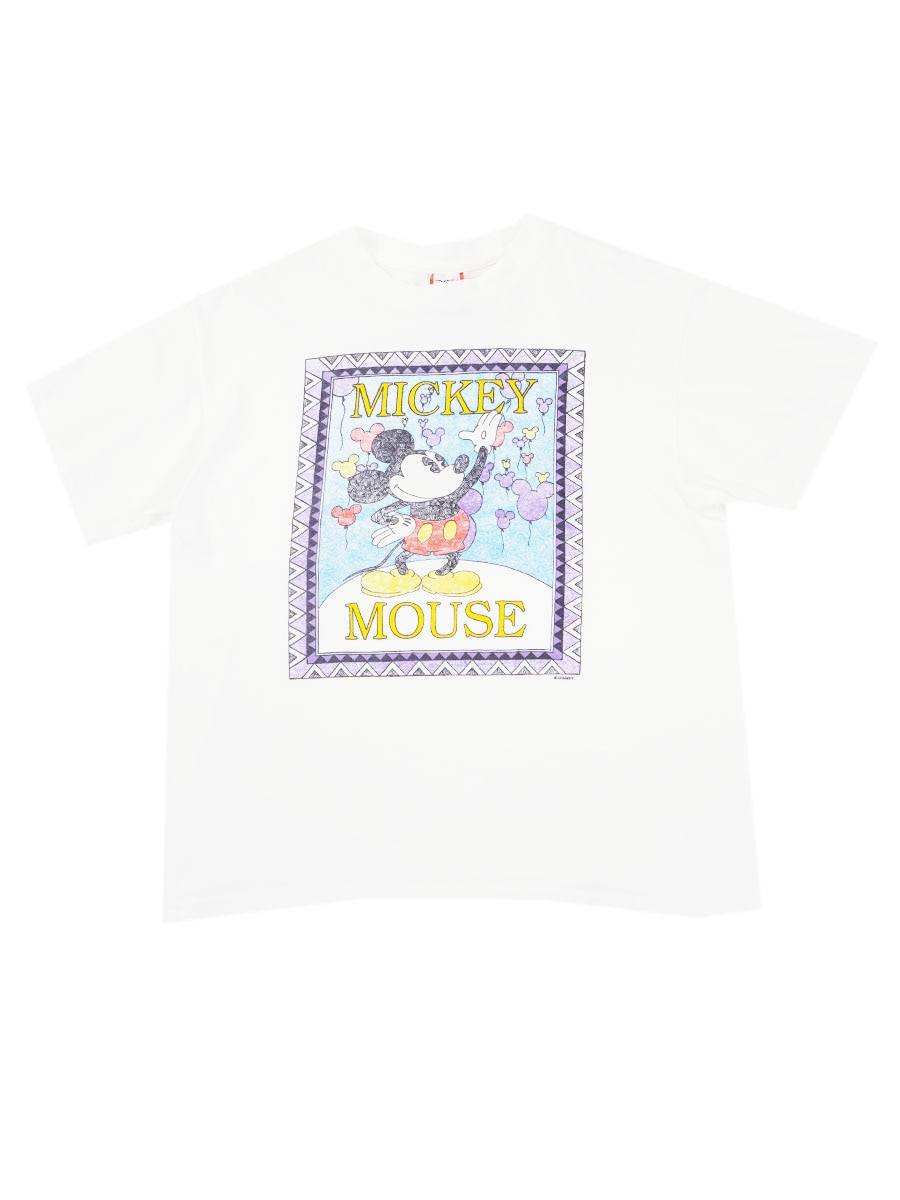 90's Disney DESIGNS ''MICKEY MOUSE'' プリントTシャツ ホワイト 表記(L) USA製