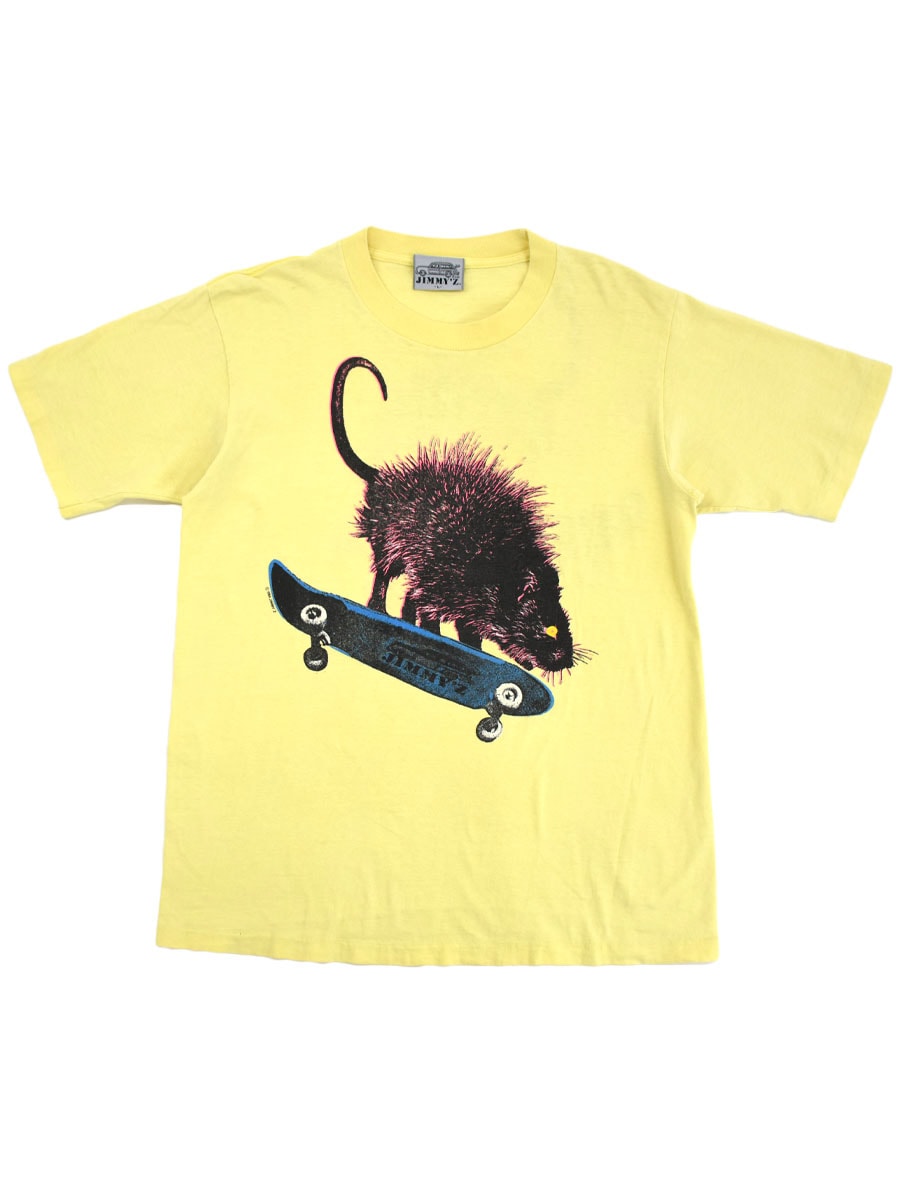 D squared2★コットンプリントロゴイエローTシャツ★送関込 90's JIMMY'Z 両面プリントTシャツ イエロー 表記(L) USA製