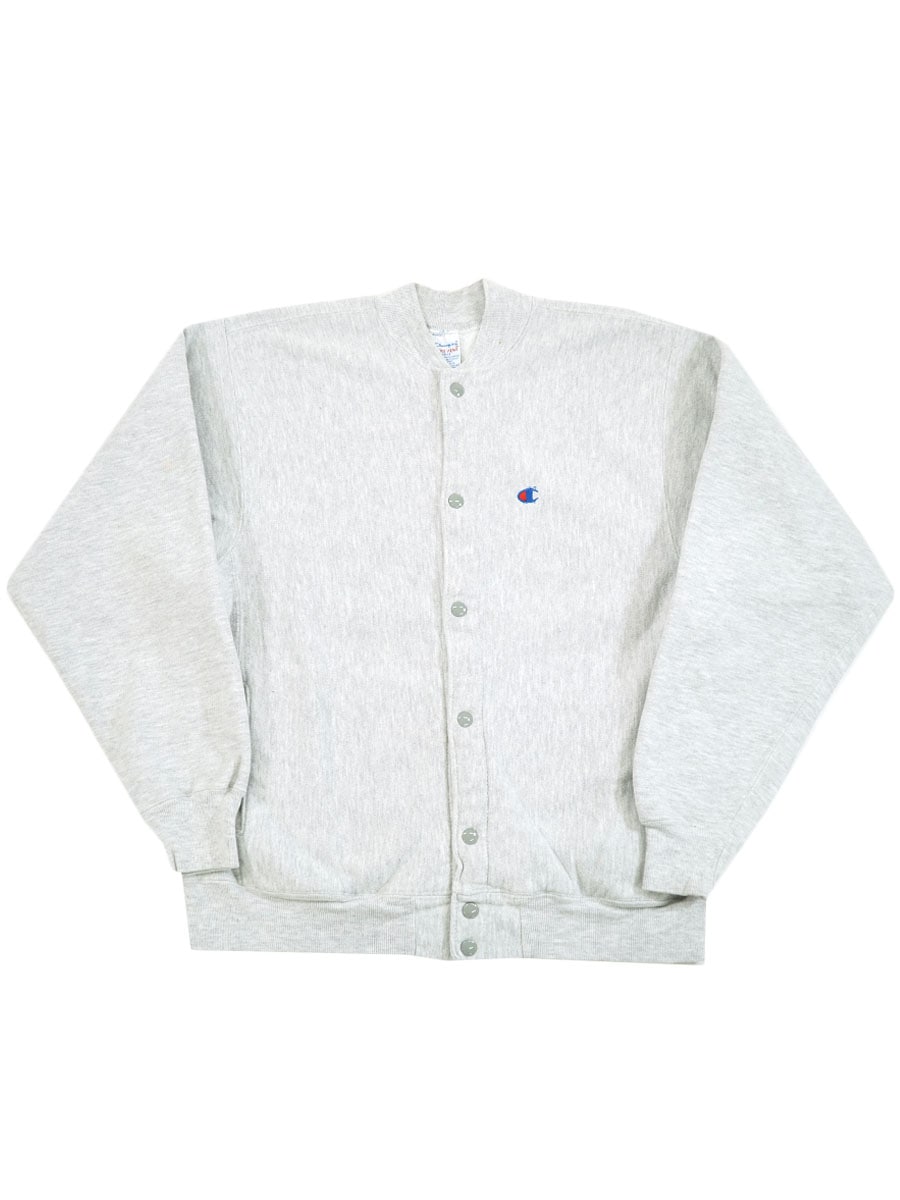 90's 刺繍タグ チャンピオンRW フルスナップカーディガン グレー 表記