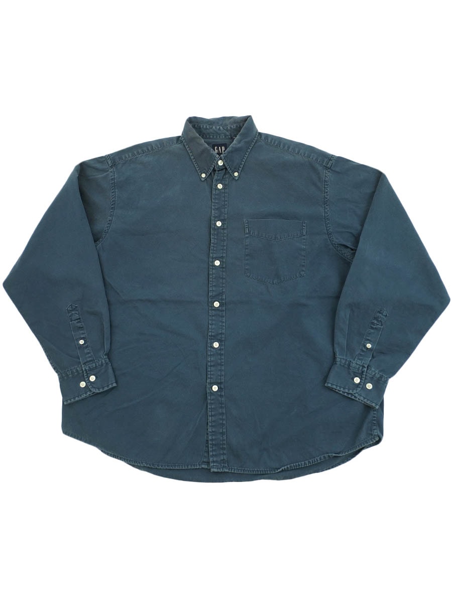 OLD GAP 無地 100%コットン ボタンダウンシャツ ネイビー 表記(L)