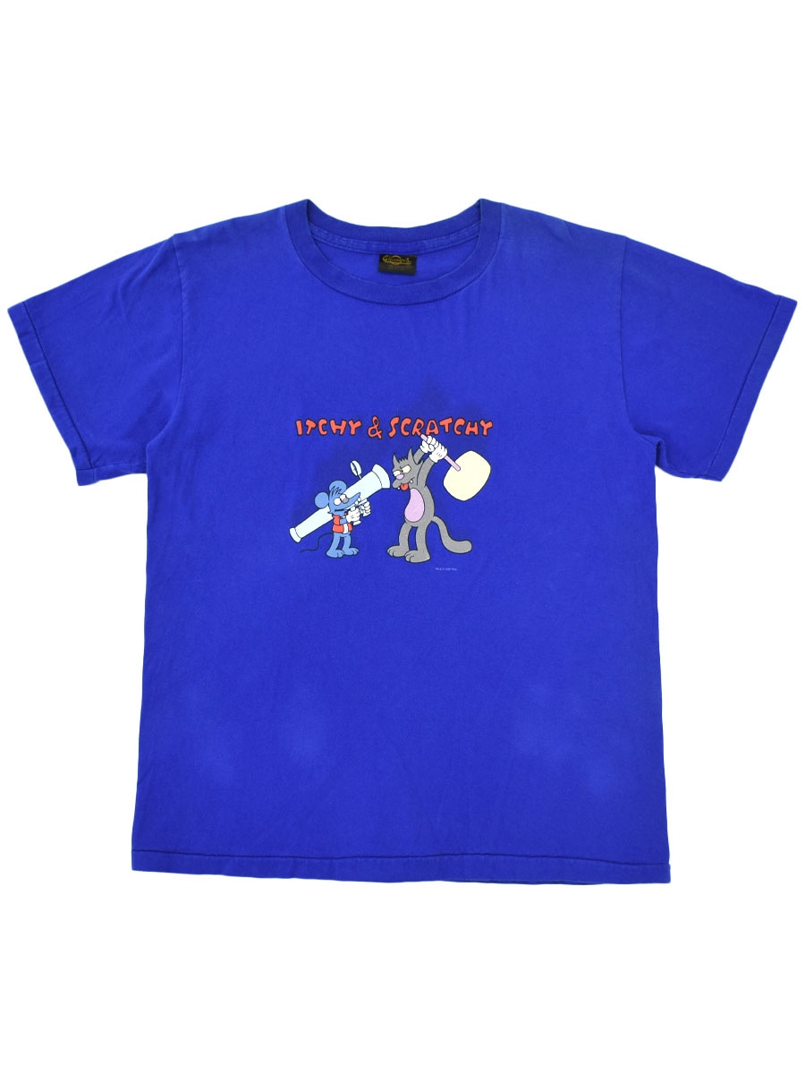 00's Changes ''ITCHY & SCRATCHY'' プリントTシャツ ブルー 表記(M) USA製