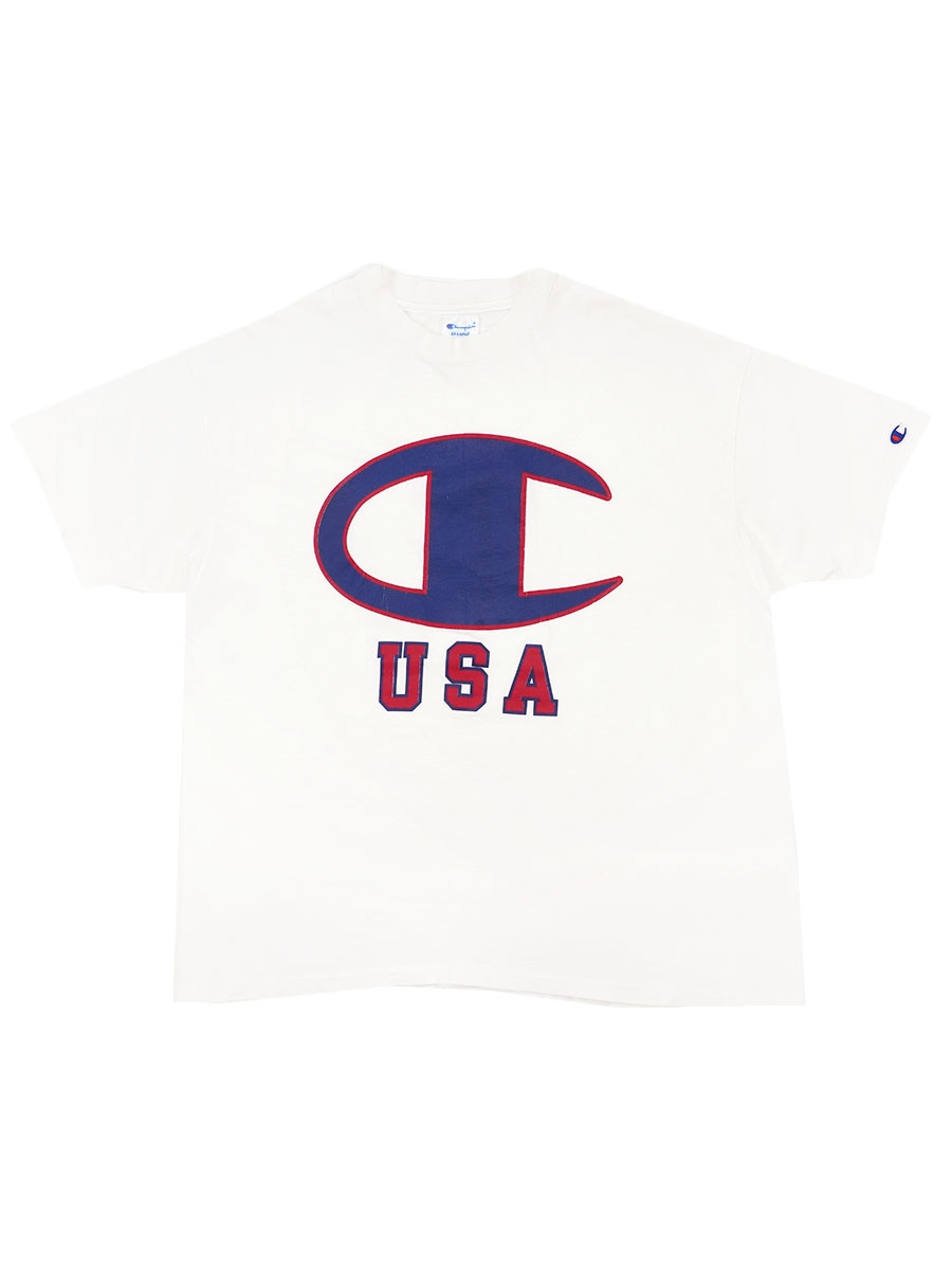 90's チャンピオン ''USA'' プリントTシャツ ホワイト 表記(XXL) USA製