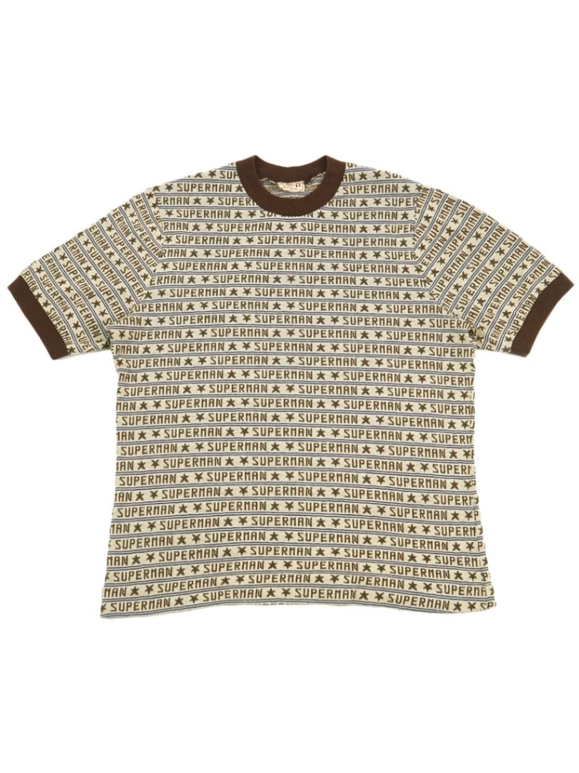 70's Koren Whiting SUPERMAN総柄 ジャガードTシャツ 実寸(L位)