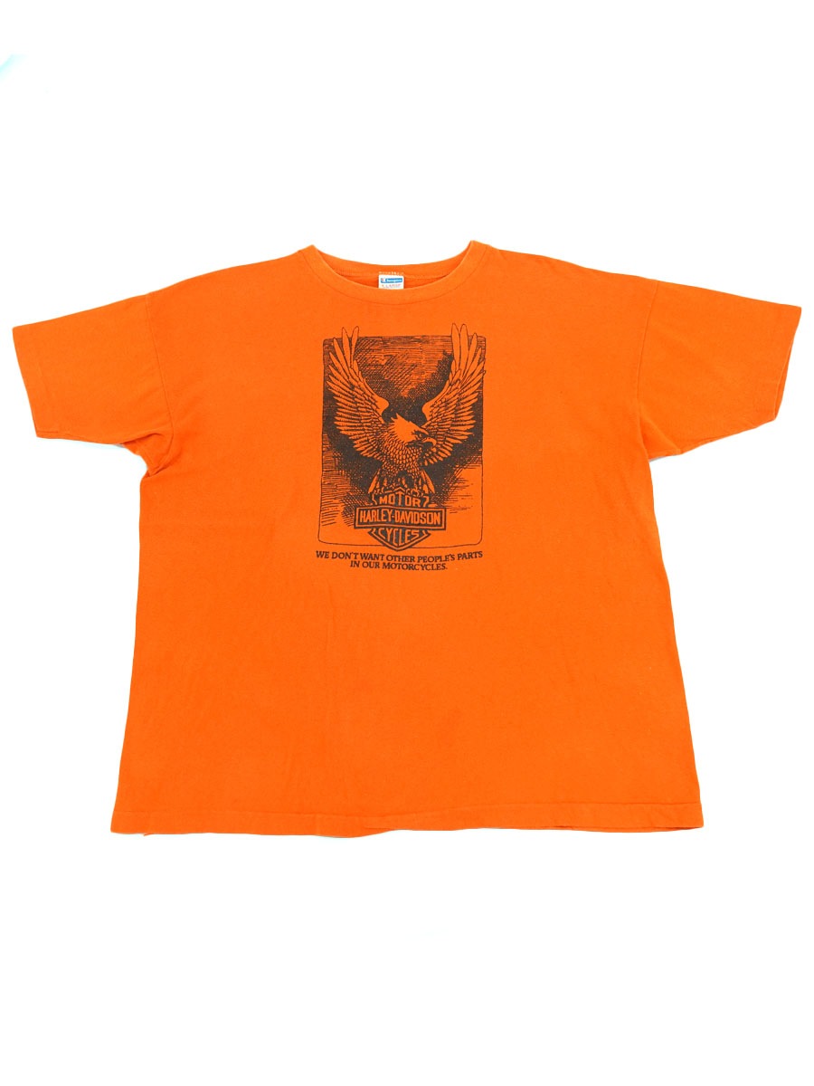 70's バータグ チャンピオン ハーレーダヴィッドソン 両面プリント Tシャツ 表記(XL)