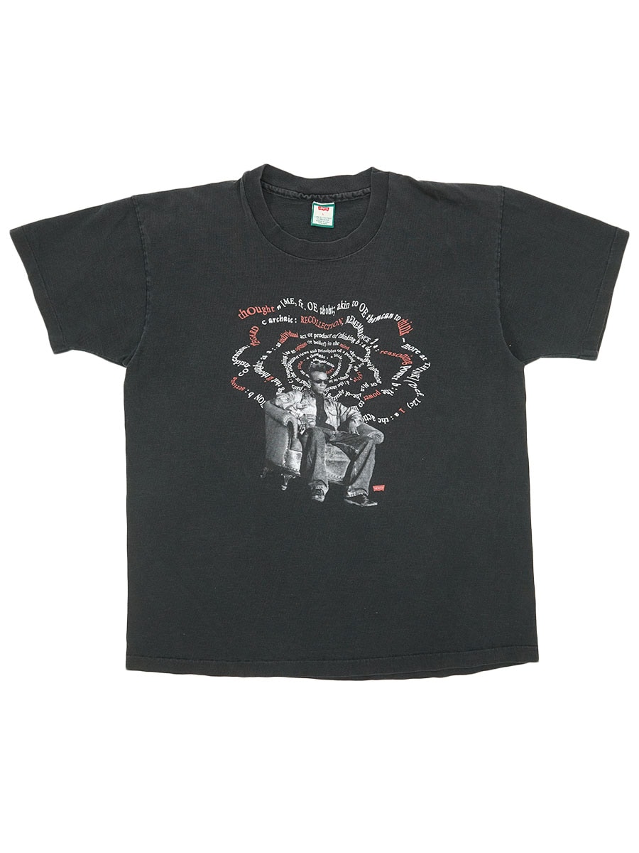 90's Levi's ''thought'' 100%コットン プリントTシャツ ブラック 表記(L) USA製