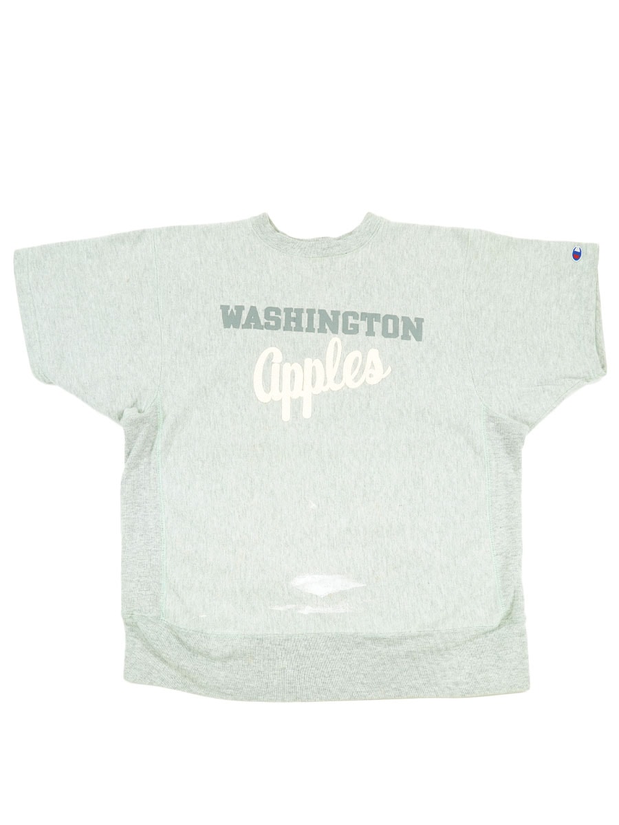 80's プリントタグ チャンピオンRW ''WASHINGTON'' 緑ステッチ 表記(XL) ショートスリーブ！