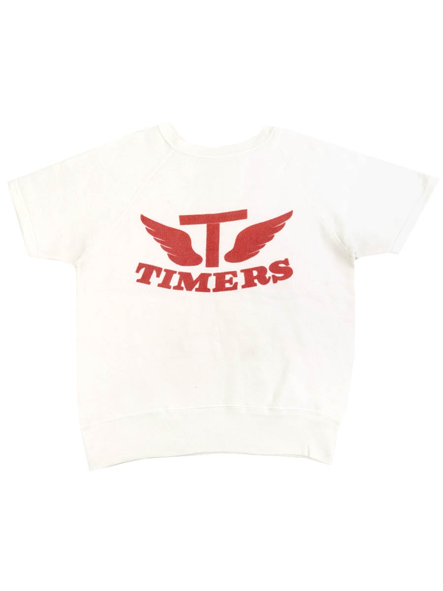 60s 染み込み　ジョーク　半袖スウェット　メッセージ 60's～ ''TIMERS'' 染み込み 半袖スウェット 白 実寸(M位) | すべての
