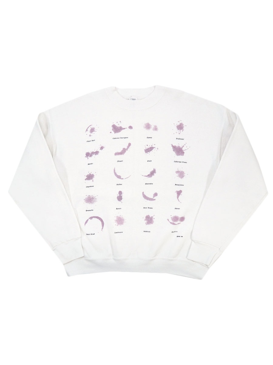 90's FRUIT OF THE LOOM ''WINE STAIN'' プリントスウェット ホワイト 表記(L)