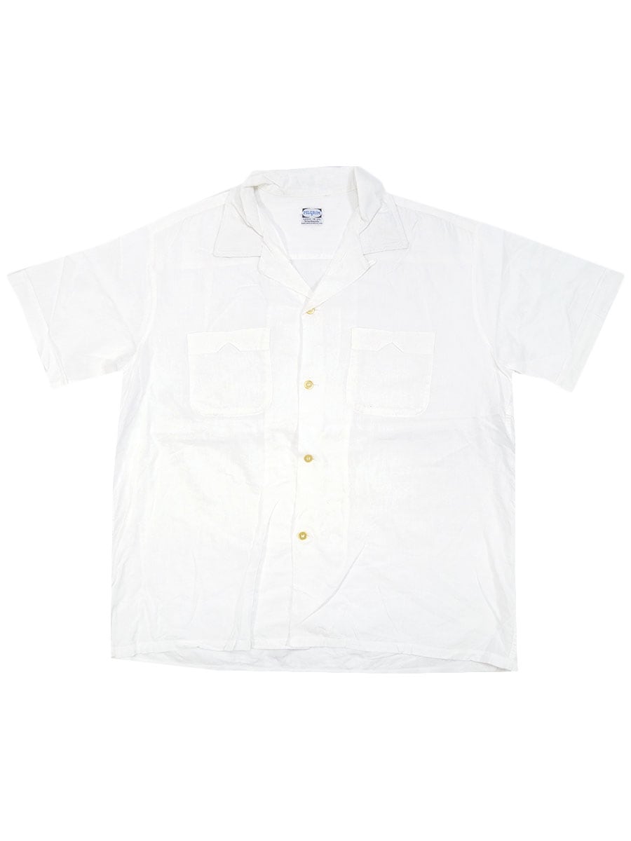 60年代 PILGRIM 半袖オープンシャツ 60's PILGRIM 無地 オープンカラー 半袖シャツ ホワイト 表記(L