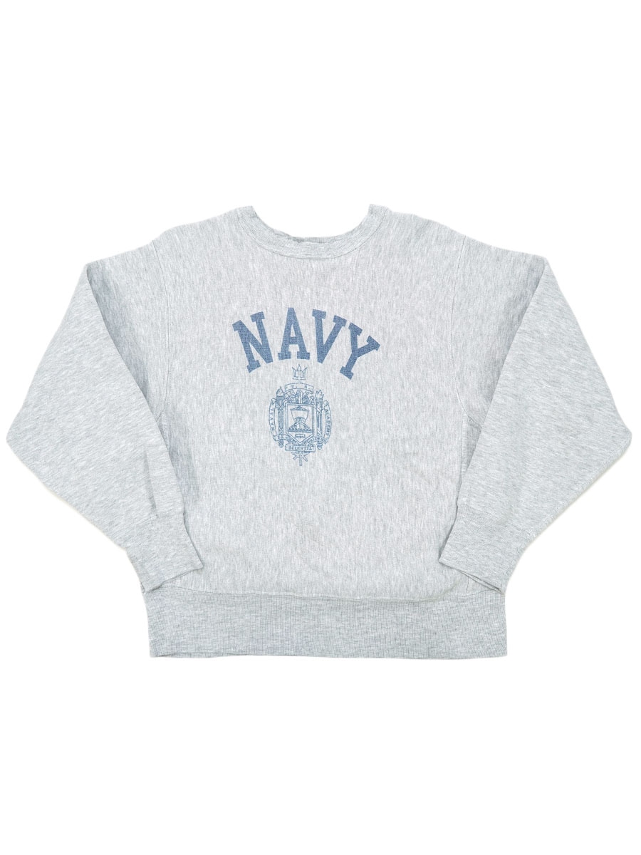 80's プリントタグ チャンピオンRW ''NAVY'' 染み込みプリント 表記(M