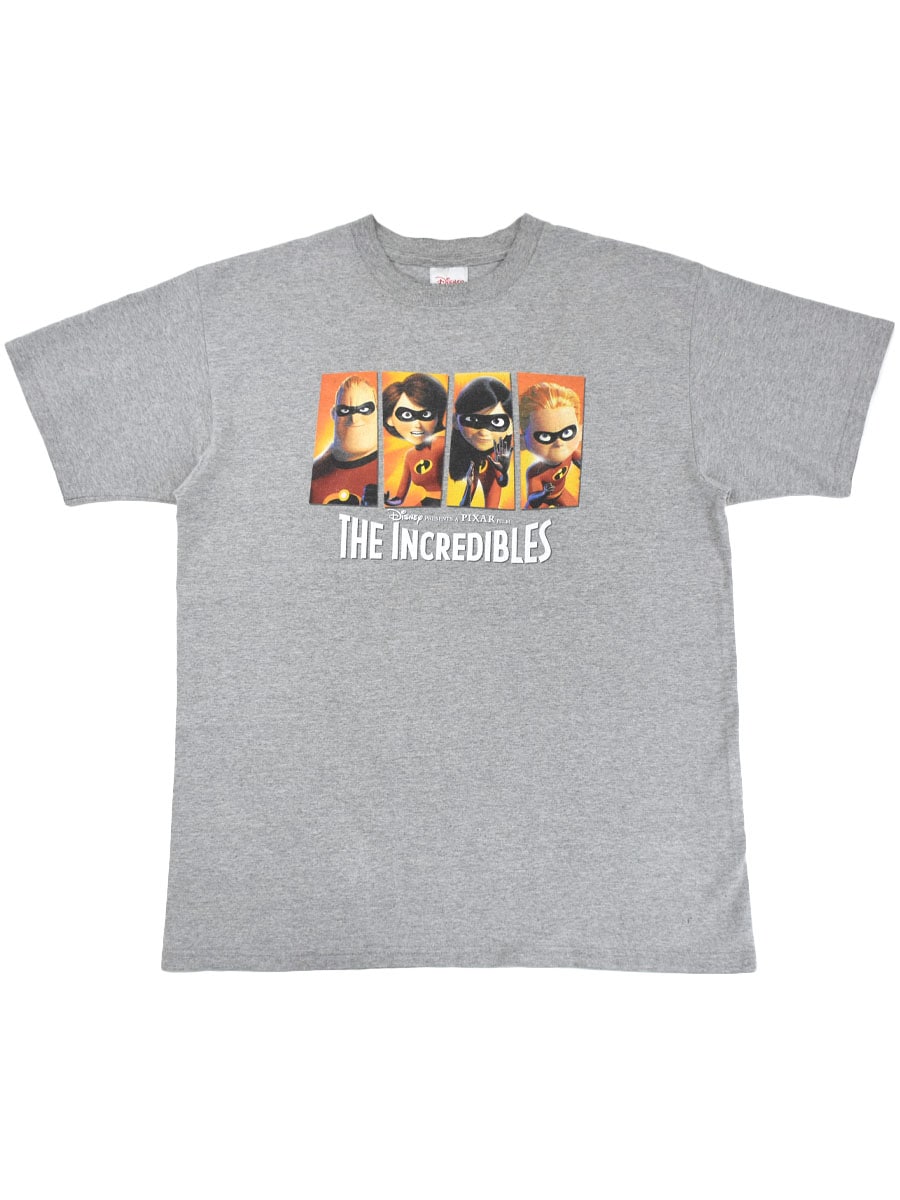 00's Disney store ''THE INCREDIBLES'' プリントTシャツ グレー 実寸(XL位)