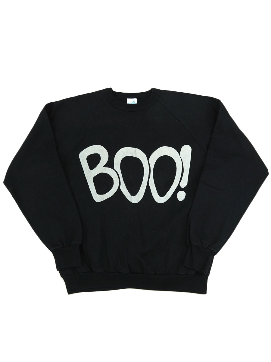 80's Alere ''BOO!'' 黒ボディスウェット 表記(L) USA製