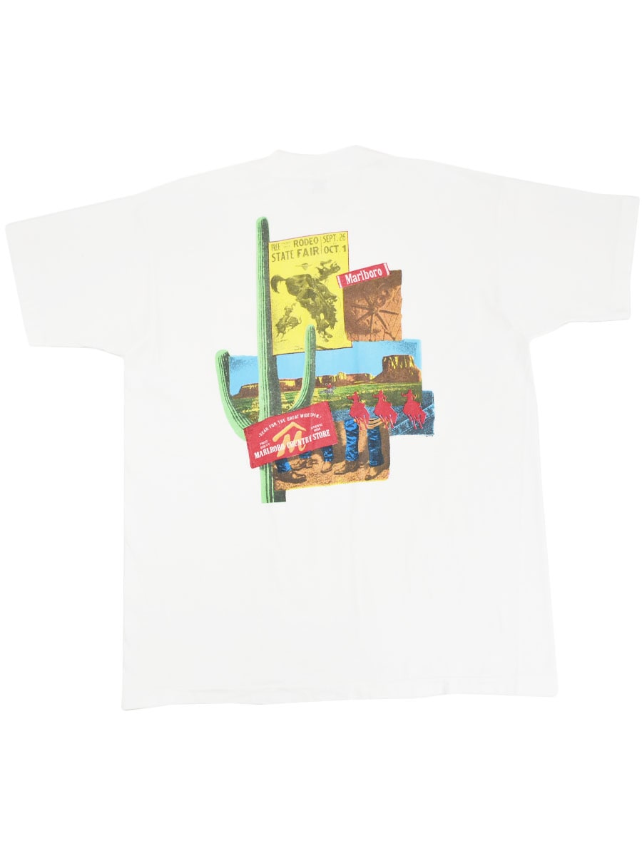 90's FRUIT OF THE LOOM ''Marlboro'' 両面プリント ポケットTシャツ ホワイト 表記(XL) USA製