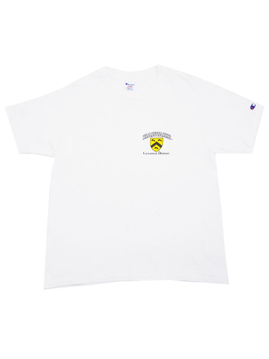 90's チャンピオン ''HARVARD'' 100％コットン プリントTシャツ ホワイト 表記(L) USA製