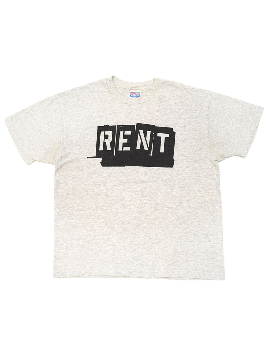 90's Hanes ''RENT'' ミュージカル プリントTシャツ 霜降りグレー 表記(XL) USA製