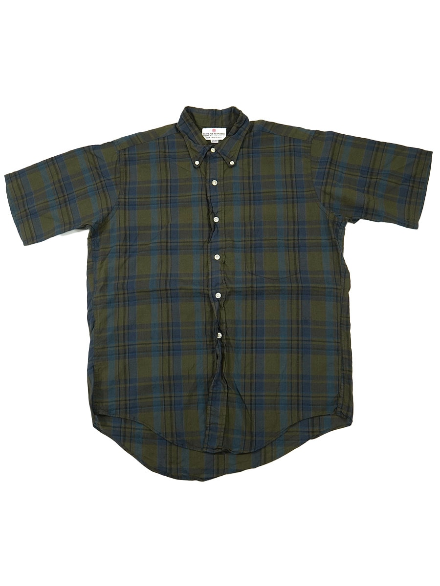 60's CABLE CAR CLOTHIERS 好配色チェック ボタンダウン ショーツスリーブシャツ 表記(M)