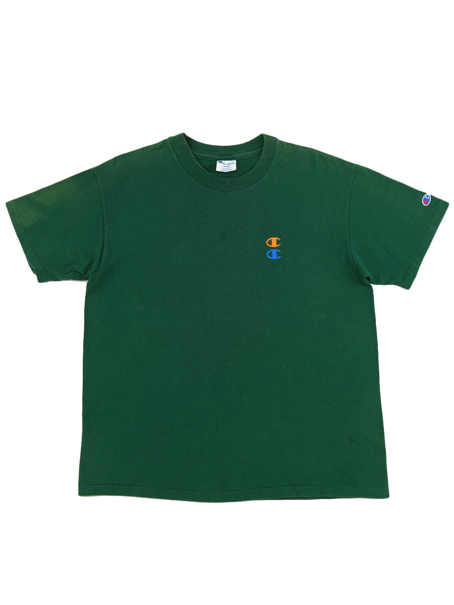 80's～ チャンピオン 連ロゴ 両面プリントTシャツ 表記(L) USA製