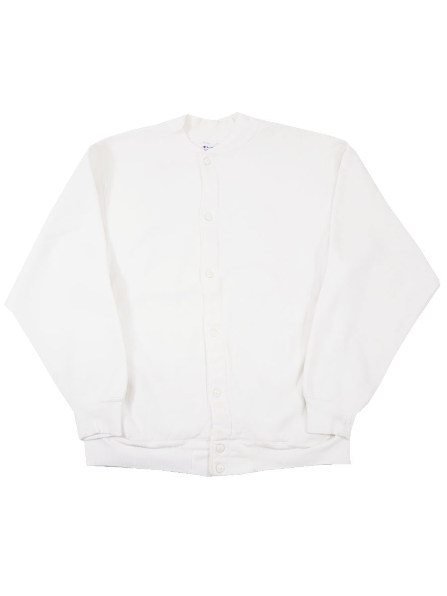 90's 刺繍タグ チャンピオンRW フルスナップカーディガン ホワイト 目無し 表記(L) USA製