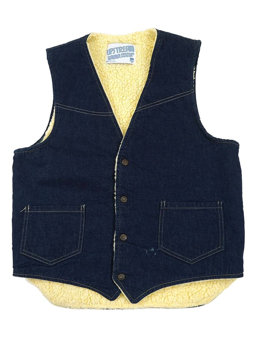 80's UPSTREAM デニムボアベスト 実寸(M位) USA製