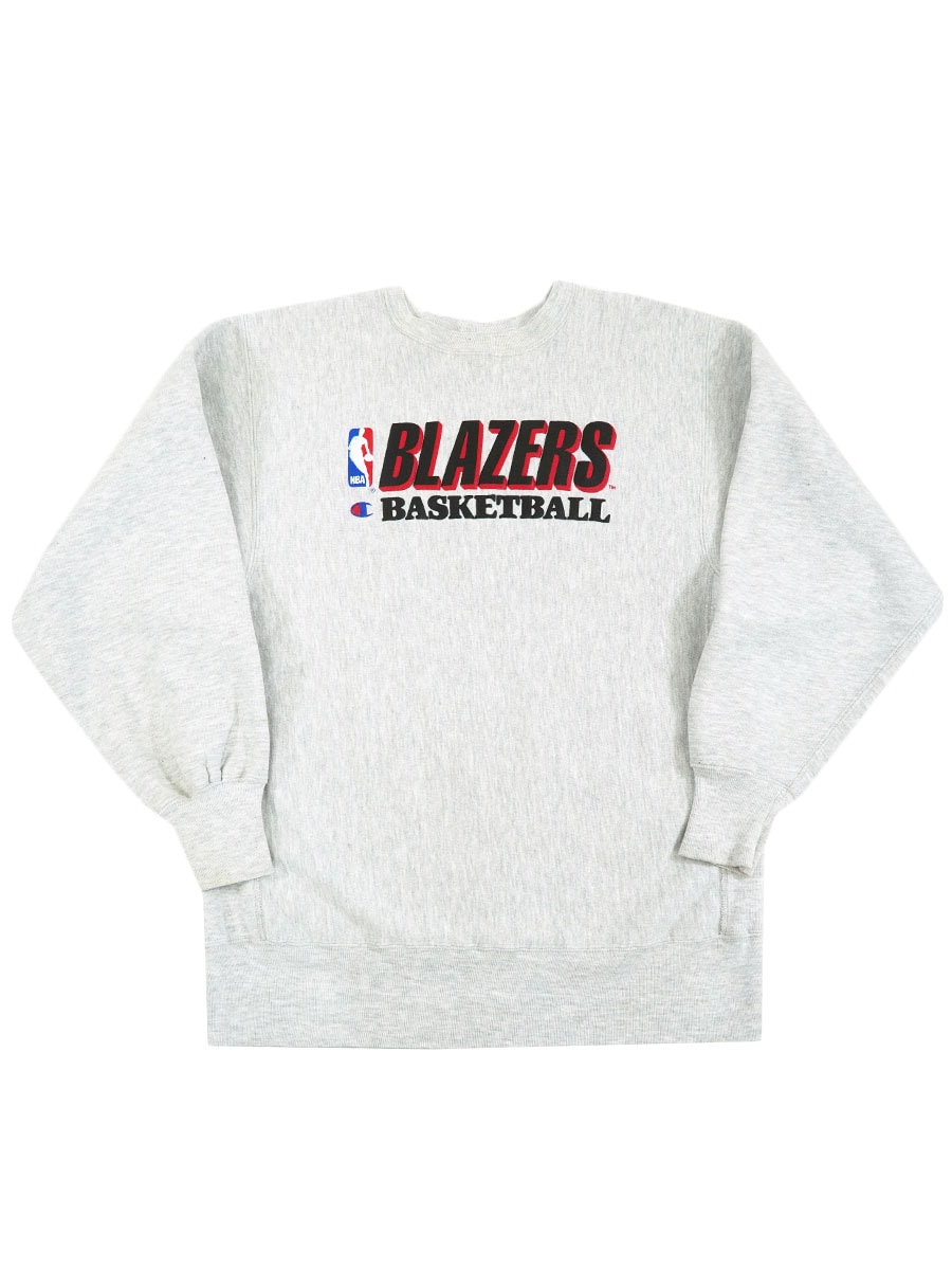 90's 刺繍タグ チャンピオンRW ''BLAZERS BASKETBALL'' 3段プリント 表記(L) USA製