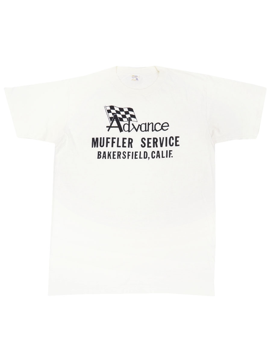 70's JCPenney ''Advance MUFFLER SERVICE'' 3段プリント Tシャツ ホワイト 表記(XL)