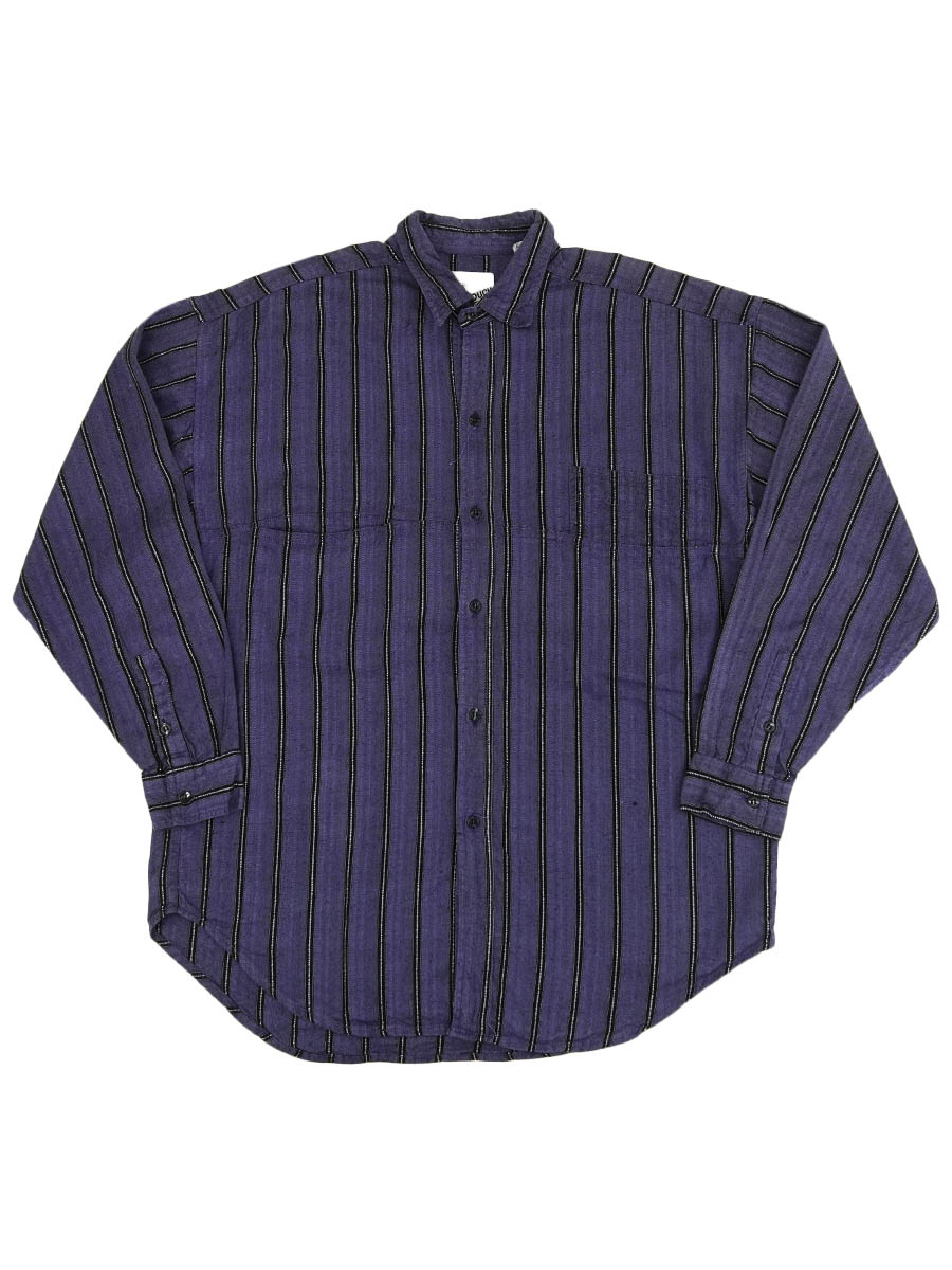 90's GOOUCH 織りストライプ ロングスリーブシャツ 表記(M)