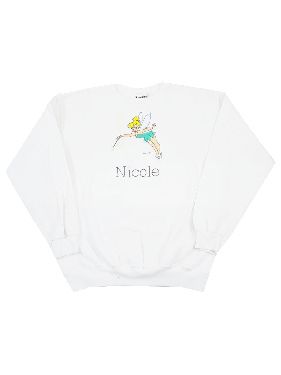 90's WALT DISNEY WorldN ''Nicole'' ティンカーベル 両面プリント スウェット 実寸(XL位) USA製