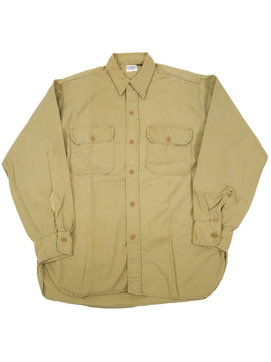 40's～ Marcus Ruben Inc マチ付き ワークシャツ ベージュ 表記(15-S