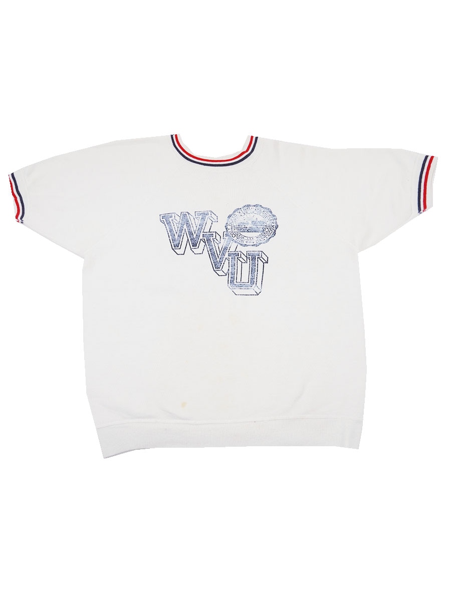 60's ランタグ チャンピオン ''WVU'' プリント リブライン ショートスリーブ ラグランスウェット 表記(M)