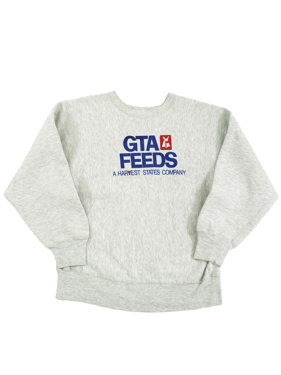 80's プリントタグ チャンピオンRW ''GTA FEEDS'' 染み込み 表記(L) USA製