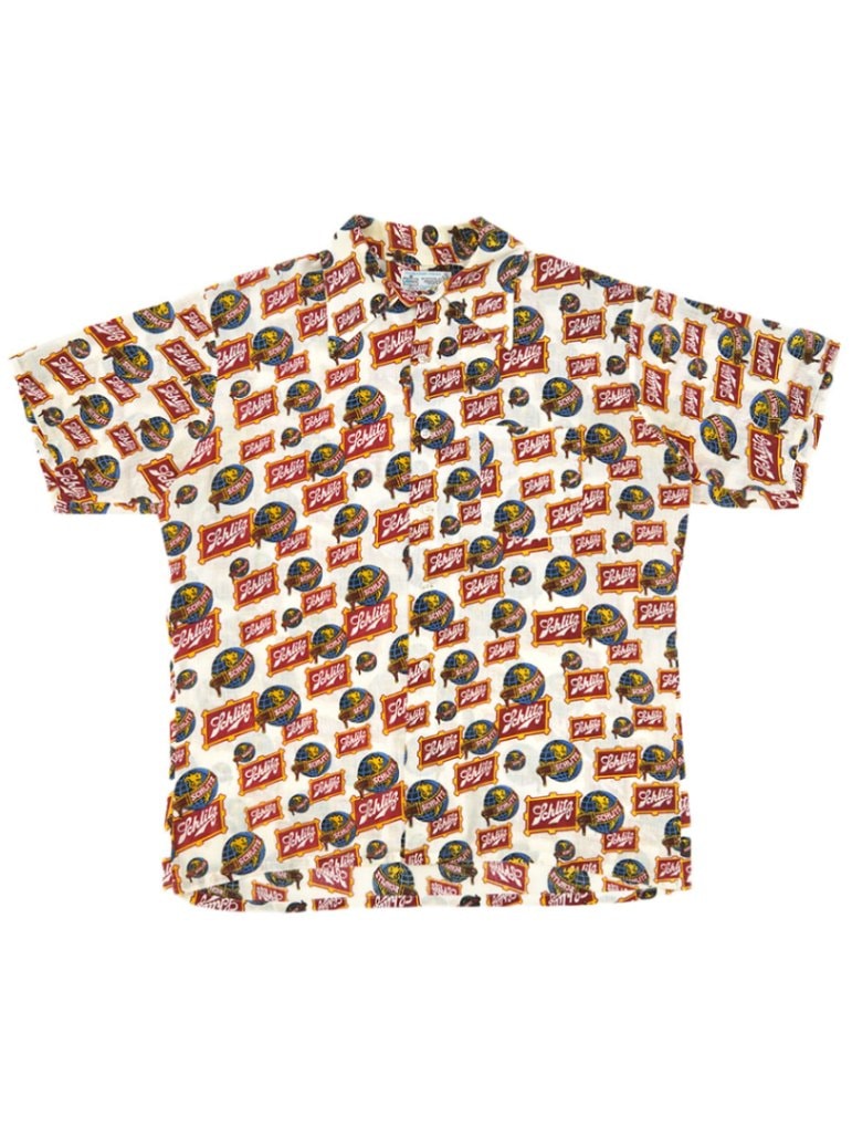 70's K-MART ''SCHLITZ'' 総柄 半袖シャツ 表記(L) USA製 | SOLD OUT