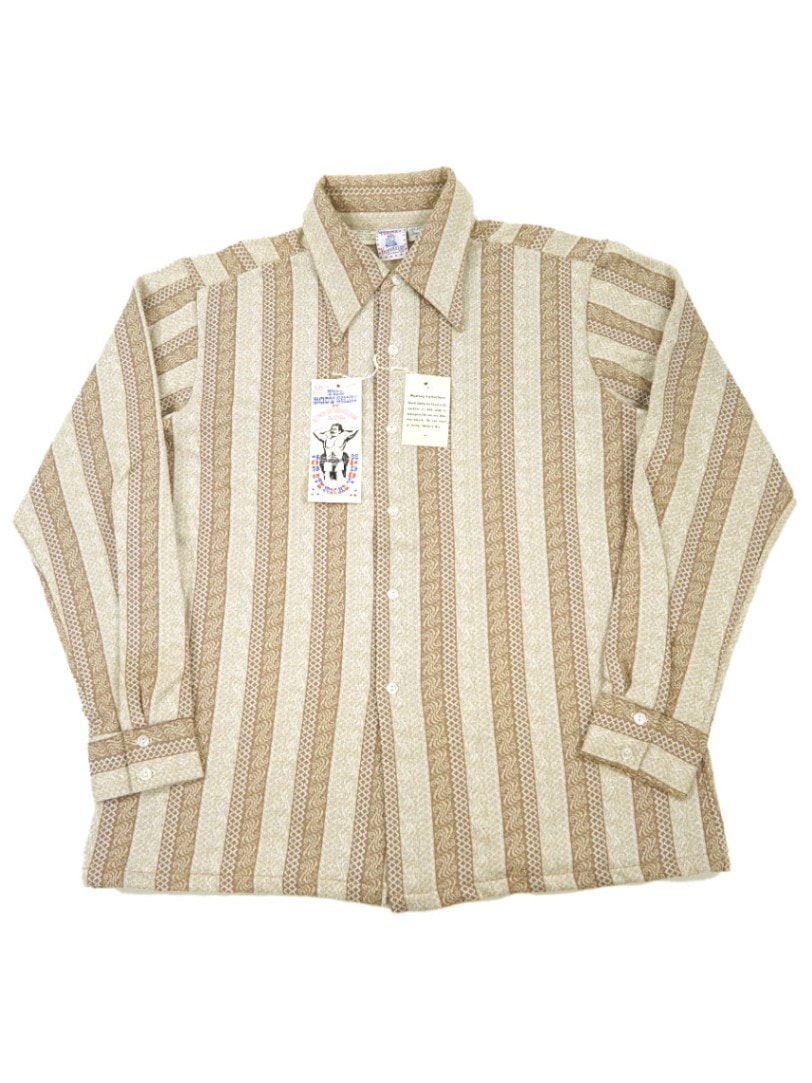 70's KENNINGTON 100％コットン ストライプ柄 ロングスリーブシャツ