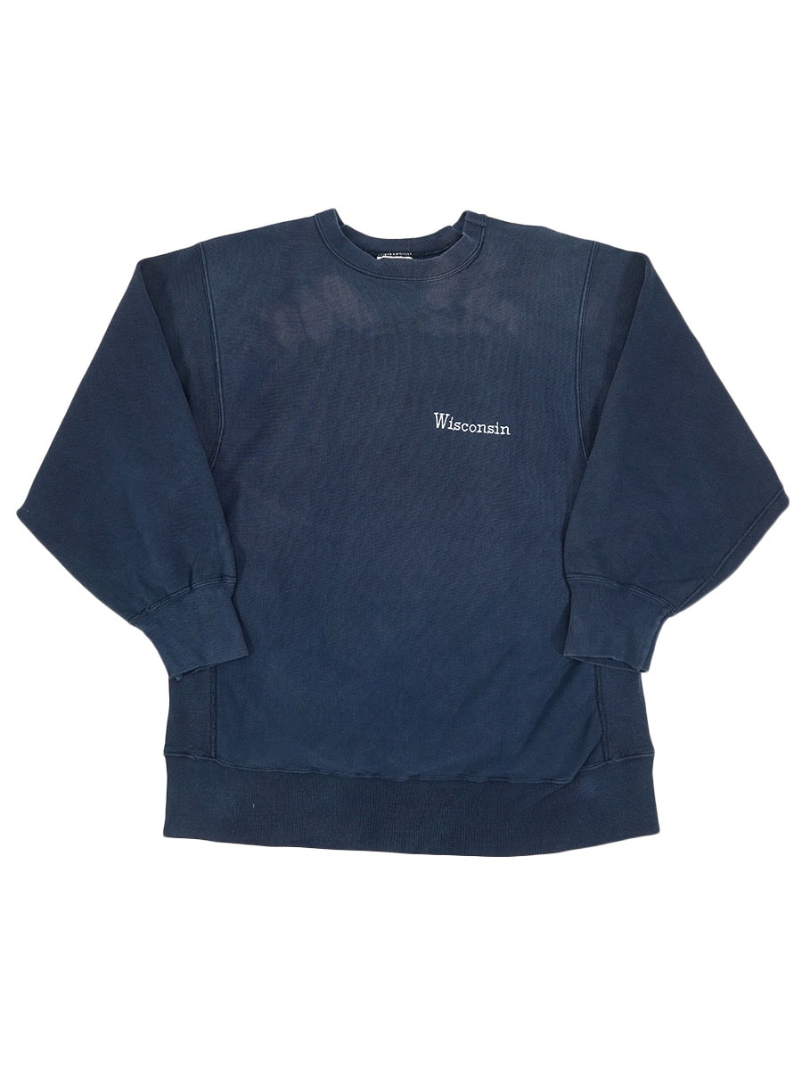 80's プリントタグ チャンピオンRW 胸刺繍 ''WISCONSIN'' ネイビー 表記(XL)  USA製