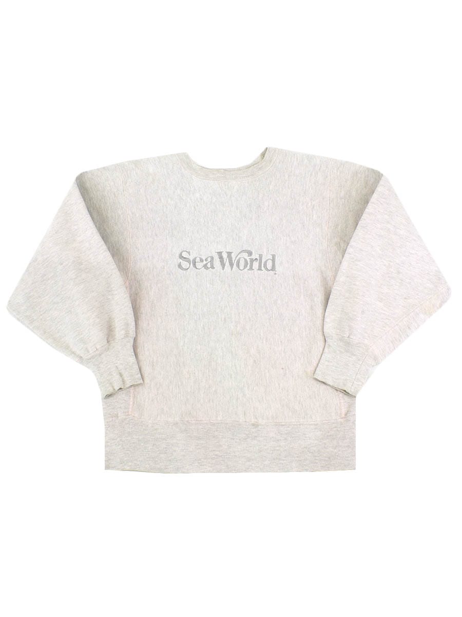 80's プリントタグ チャンピオンRW ''Sea World'' 刺繍ロゴ 杢ピンク 表記(L)