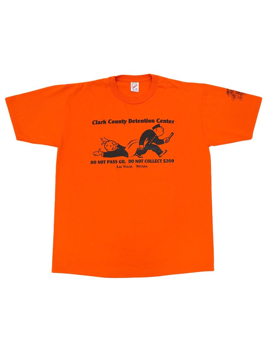 00's JERZEES MONOOLY ''Go to Jail card'' プリントTシャツ オレンジ 表記(XL) USA製