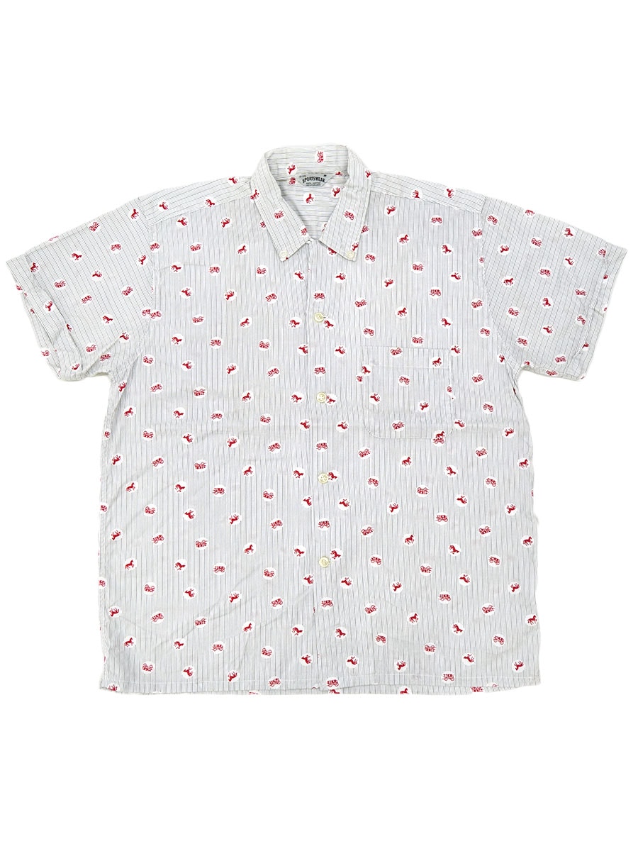 60's SPORTSWEAR ストライプx馬車柄 3点留め ループカラー B.D