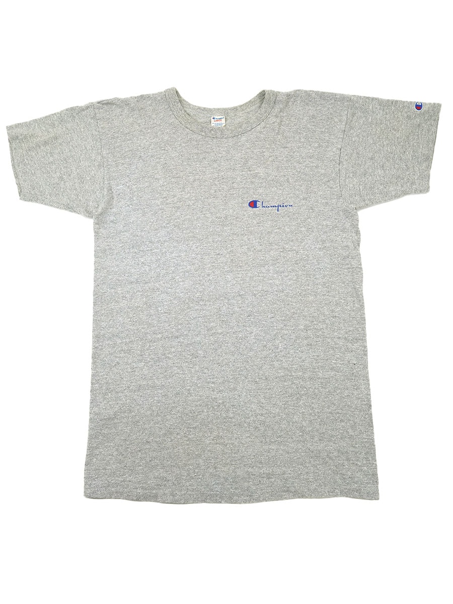 80's トリコタグ チャンピオン スプリクトロゴプリント 霜降りTシャツ 表記(L)