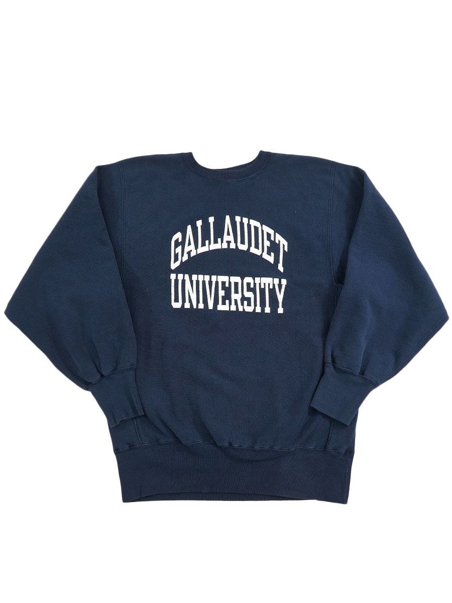 90's 刺繍タグ チャンピオンRW ''GALLAUDET UNIVERSITY'' ネイビー 表記(XL) USA製