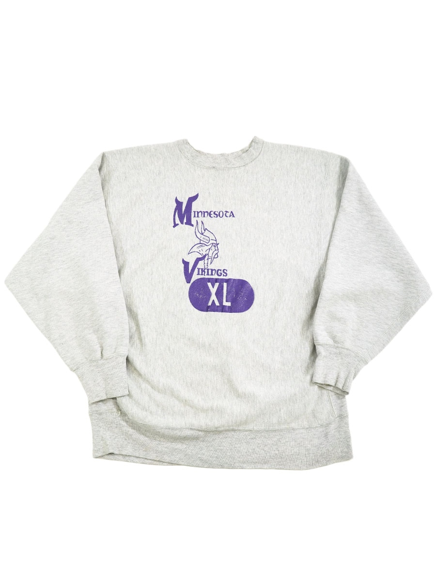 80's プリントタグ チャンピオンRW ''MINNESOTA VIKINGS'' 紫プリント 表記(XL)