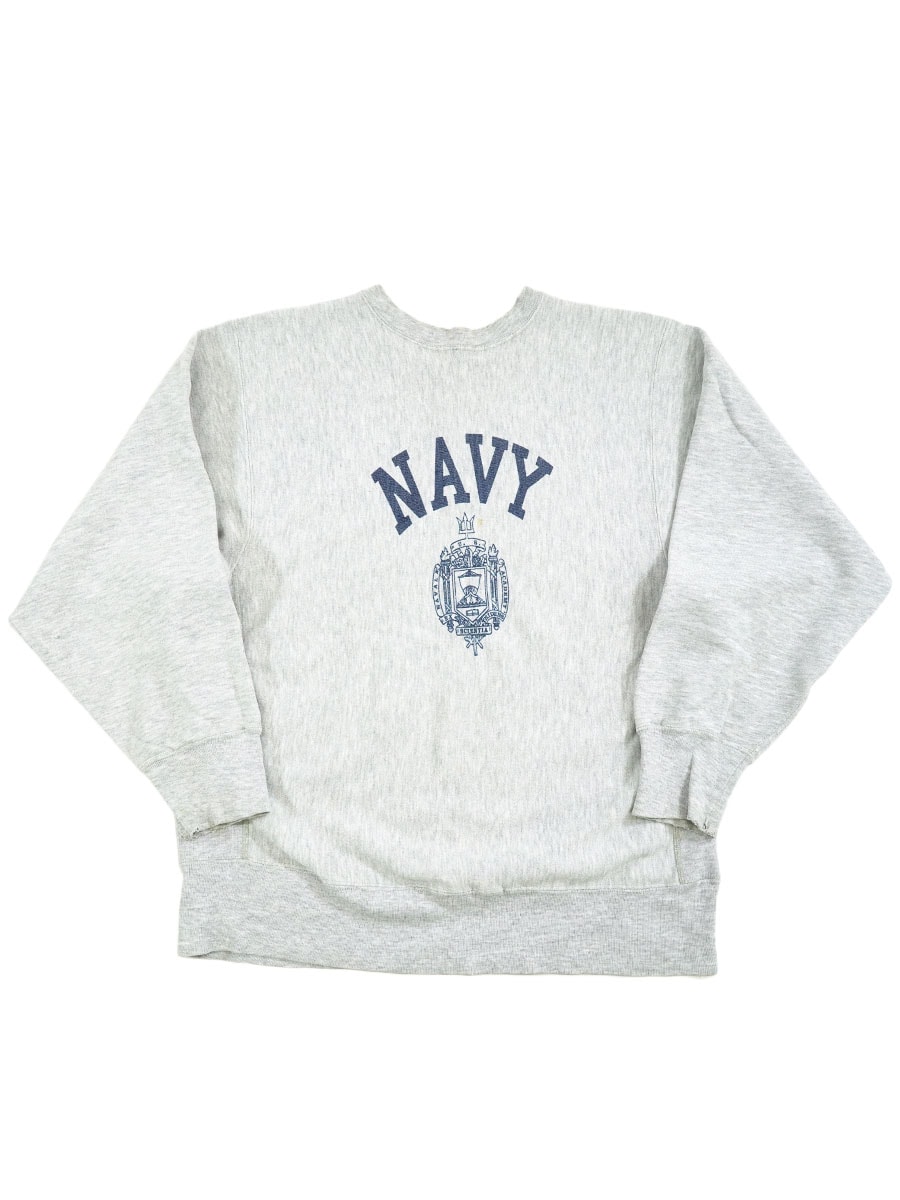 80's プリントタグ チャンピオンRW ''NAVY'' 表記(XL) USA製