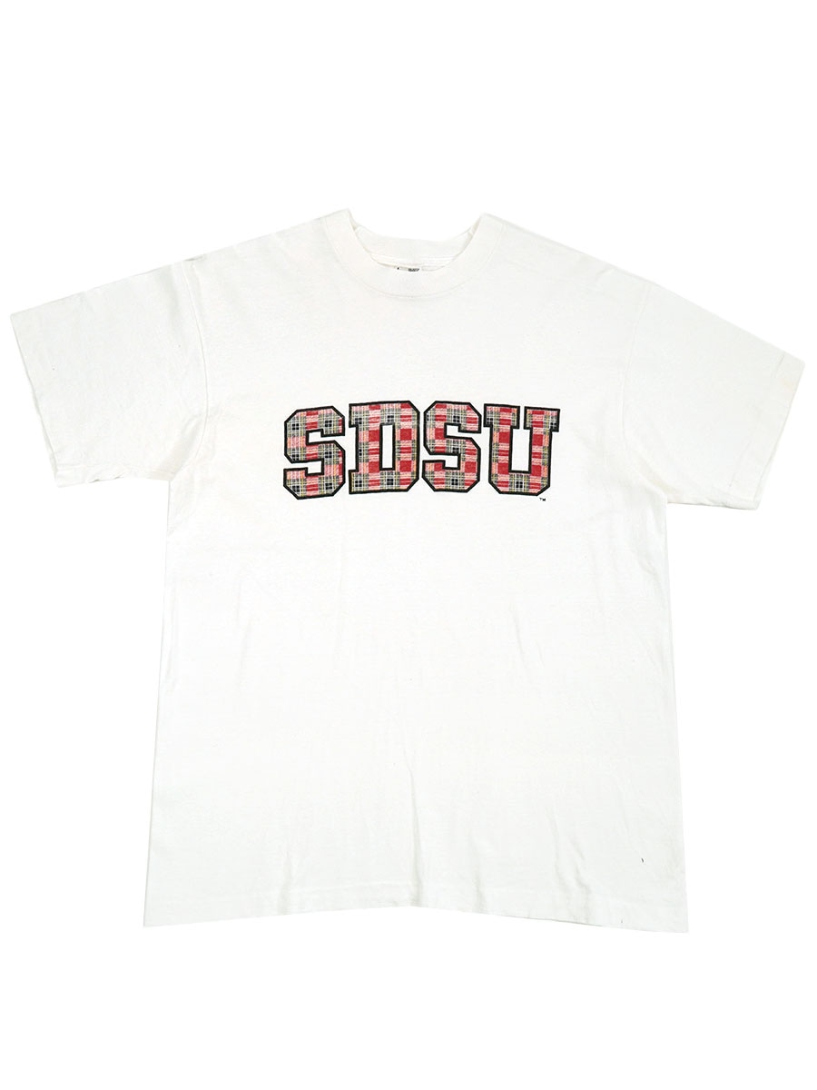 90's FRUIT OF THE LOOM ''SDSU'' プリントTシャツ 白 表記(L) USA製