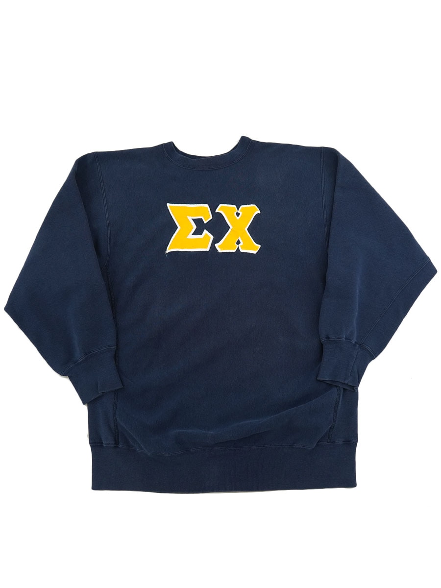 80's プリントタグ チャンピオンRW ''Σχ''　貼り付けロゴ 表記(XL) USA製