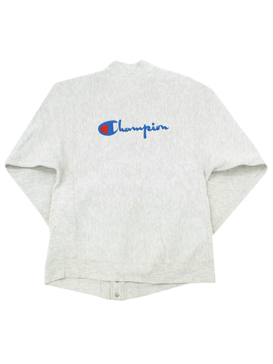 90's 刺繍タグ チャンピオンRW 背面スクリプトロゴ フルスナップカーディガン グレー 表記(M) USA製